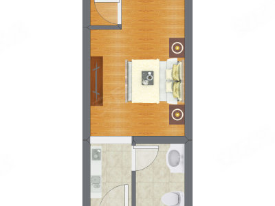 1室0厅 33.50平米户型图