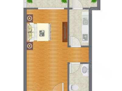 1室0厅 55.67平米户型图