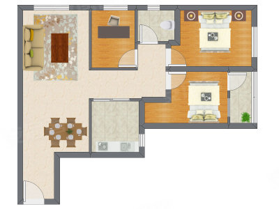 3室2厅 89.67平米户型图