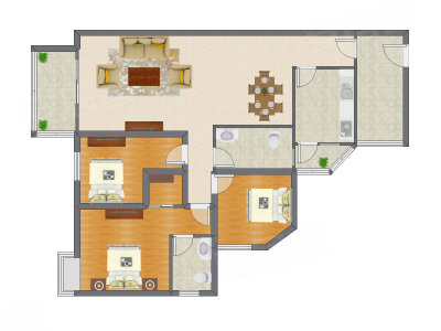 3室2厅 131.36平米