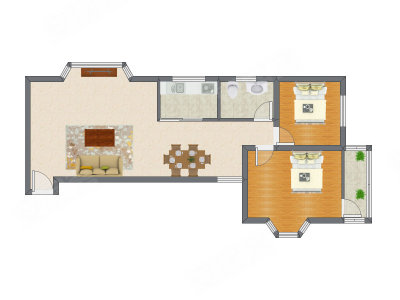 2室2厅 107.25平米户型图