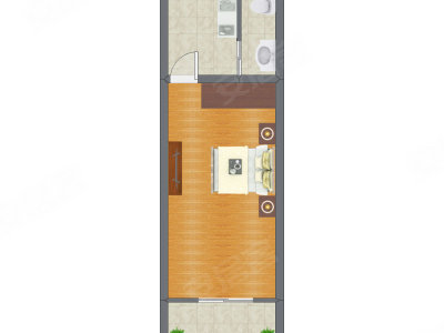 1室1厅 43.23平米户型图
