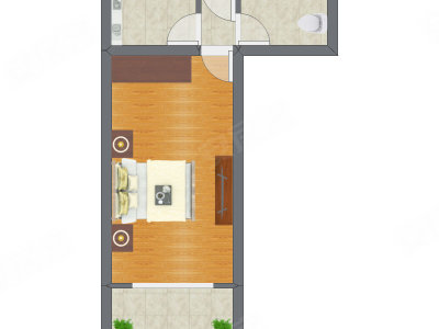 1室0厅 34.31平米户型图