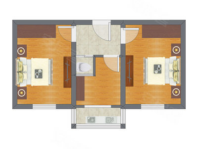 2室0厅 52.39平米户型图