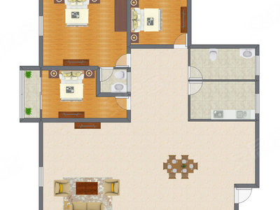 3室2厅 151.98平米