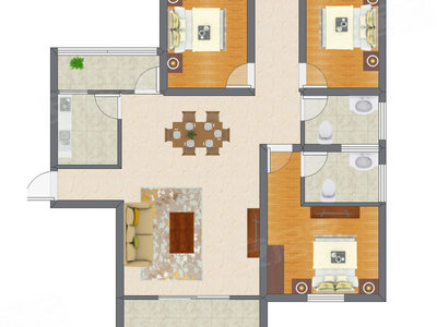 3室2厅 86.66平米