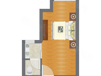 1室0厅 31.54平米户型图