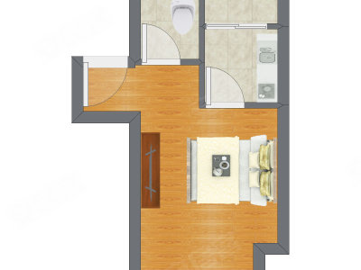 1室0厅 27.52平米户型图