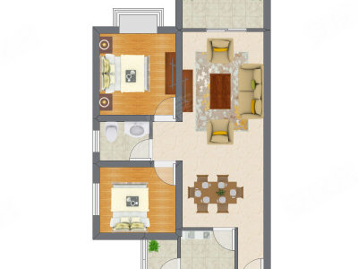 2室2厅 78.95平米户型图