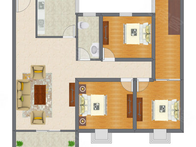 3室1厅 103.00平米户型图