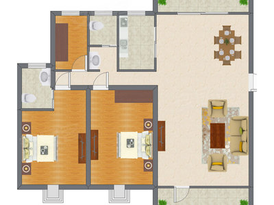 2室2厅 146.00平米户型图