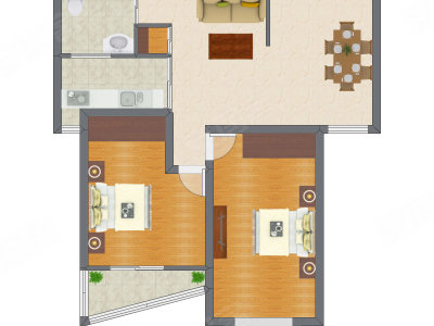 2室2厅 102.90平米户型图