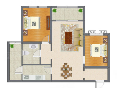 2室2厅 69.20平米