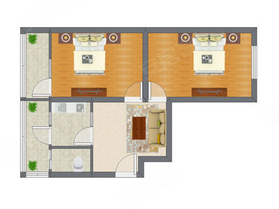 2室1厅 63.98平米