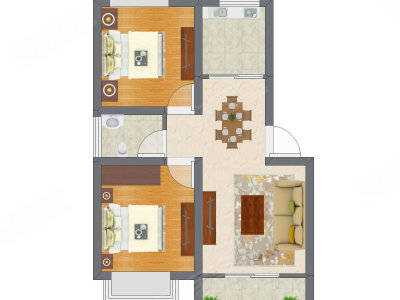 2室2厅 75.72平米户型图