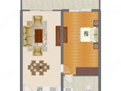 1室1厅 65.89平米