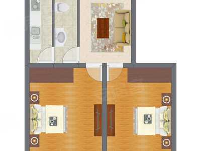 2室1厅 52.35平米