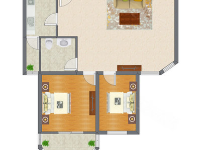 2室1厅 117.15平米户型图
