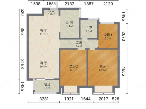 郑州航空港北港正弘美林苑正弘美林苑 3室1厅1卫 电梯房 89平米出租房源真实图片