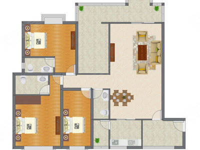 3室2厅 160.02平米