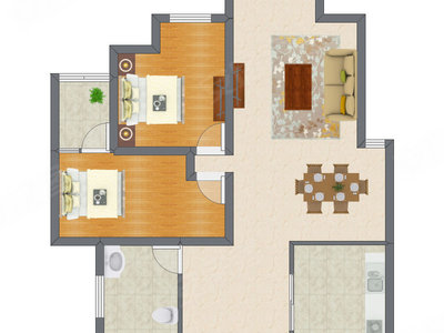 2室2厅 73.10平米