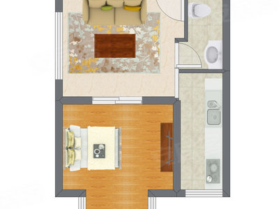 1室1厅 47.89平米户型图