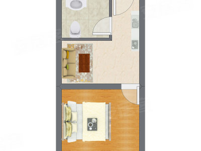 1室1厅 38.44平米户型图
