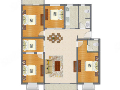 5室2厅 142.25平米户型图