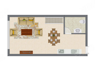 1室1厅 40.98平米户型图
