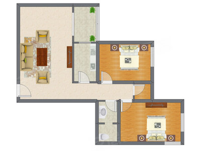 2室1厅 99.24平米户型图