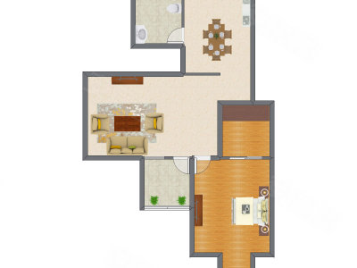 1室2厅 80.26平米