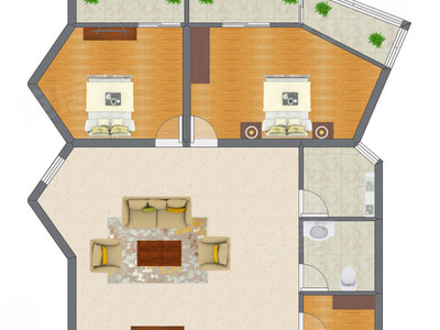 2室1厅 117.90平米户型图