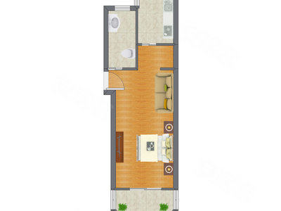 1室0厅 43.64平米户型图