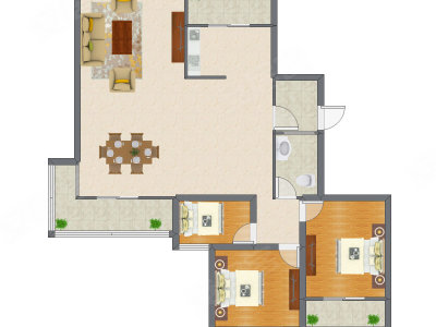 3室2厅 104.34平米