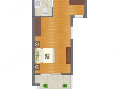 1室0厅 39.69平米户型图