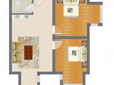 2室1厅 51.65平米
