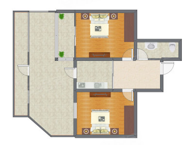 2室2厅 63.00平米户型图