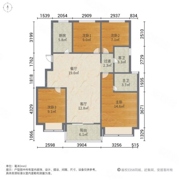 赣州正荣悦玺间距图图片