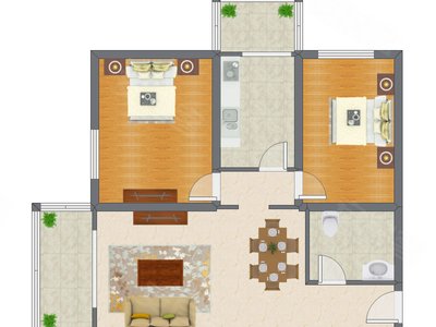 2室2厅 102.59平米