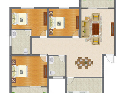 3室1厅 117.00平米