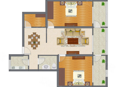 2室2厅 111.17平米户型图