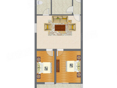 2室1厅 112.44平米户型图