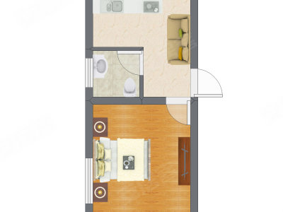1室1厅 21.35平米