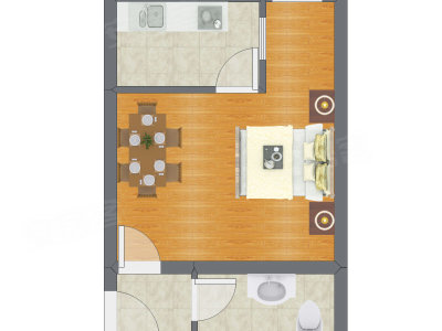1室0厅 25.19平米户型图