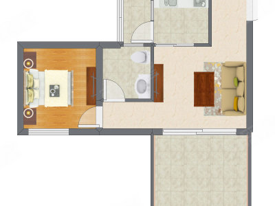 1室1厅 44.78平米