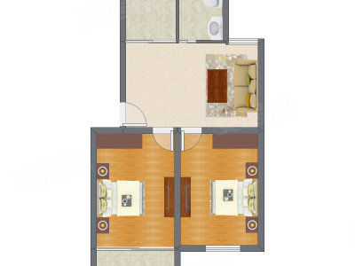 2室1厅 79.79平米户型图