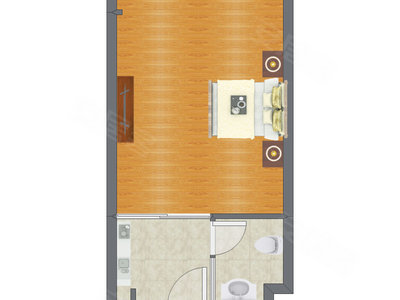 1室0厅 44.82平米户型图