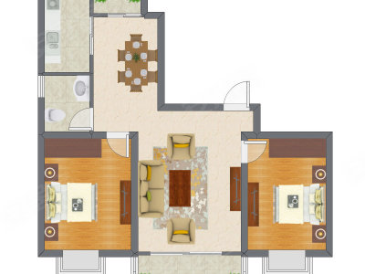 2室2厅 101.36平米户型图
