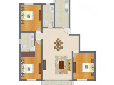 3室2厅 140.50平米户型图