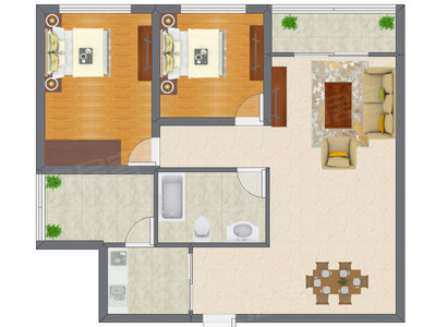 2室1厅 100.00平米户型图